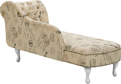 Shezlong Beliani Nimes, kënd i djathtë, stil Chesterfield, bezhë me print