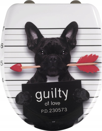 Ule tualeti Popgear Guilty Dog, duroplast, mbyllje e butë, shumëngjyrëshe