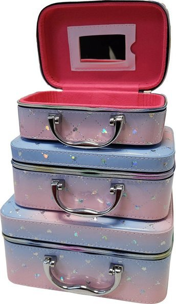 Set çanta grimi Extralink 3n1 Makeup Organizer 251, me pasqyrë, rozë
