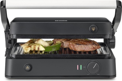 Grill kontakti Severin SEVINI Lite KG 2398, 2000W, pllaka jo ngjitëse, zi argjendtë