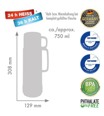 Termus Rotpunkt Tourist Series 40, 0.75L, xham i brendshëm, e bardhë e verdhë
