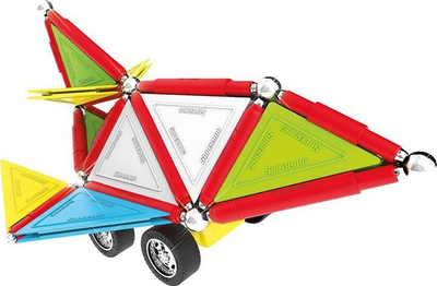 Lodër me konstruksione magnetike Supermag Tags Wheels, 103 copa, me rrota, shumëngjyrëshe
