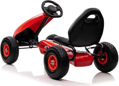 Go kart me pedale për kalamoj G208, sedilje që rregullohet, fren me dorë, i kuq