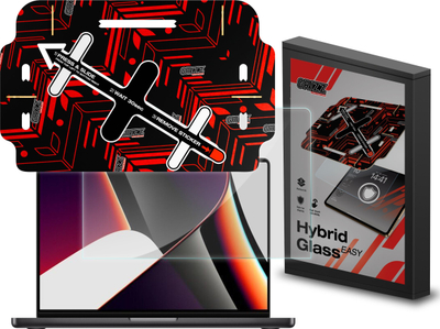 Xham mbrojtës laptopi GrizzGlass HybridGlass Easy, për MacBook Pro 16", shumë i kthjellët, i fortë ndaj gërvishtjeve