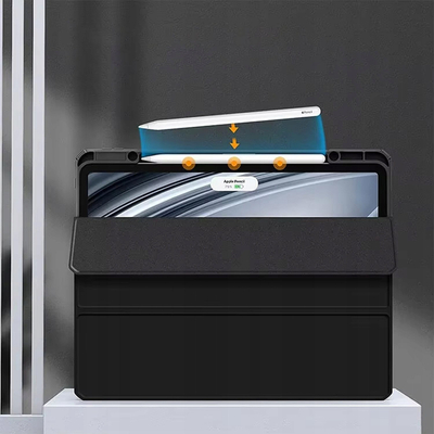 Mbulesë mbrojtëse Hard Crystal për tablet Apple iPad Pro 11 Gen 5 2024, 11\", me kapak flip, e zezë