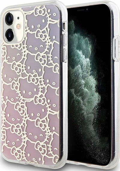 Mbulesë telefoni Hello Kitty IML Gradient Crowded Kitty Head për iPhone 11 XR, TPU, rozë blu