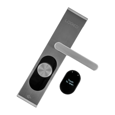 Bravë inteligjente dere LOQED Smart Lock, Bluetooth, çelik inox, argjendtë e zezë