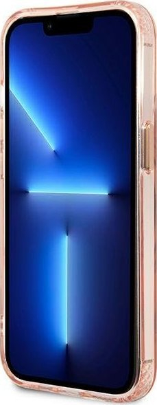 Mbrojtëse telefoni Guess GUHMP13XHTCMP për iPhone 13 Pro Max 6.7", hard case, MagSafe, rozë transparente