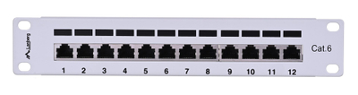 Panel patch Lanberg PPF6-9012-S, 1U 10", 12x RJ45 Cat.6, gri