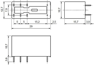 Mini rele PCB Relpol RM84-2312-35-1024, 2P 8A, 24V DC, e bardhë