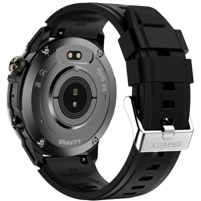 Smartwatch për burra Gravity GT46-1, ekran 1.43" AMOLED, Bluetooth, i zi
