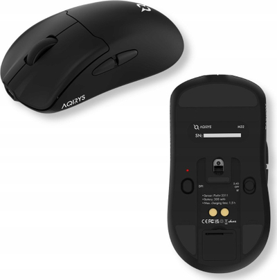 Гејминг глушец Aqirys M32, dual mode безжичен и со кабел, 12000 dpi, црн