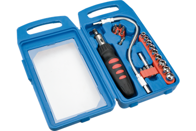 Set kaçavidash Top Tools 39D185, 22 copë, me bita dhe çelësa tuborë