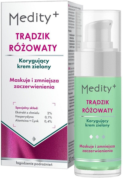 Krem korrigjues për fytyrë Ava Medity Rosazea, për rozace dhe skuqje, me pigment jeshil, 30 ml