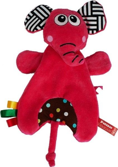 Kukull dore Mom’s Care Puppet Zebra, prej veluri të butë, shumëngjyrëshe