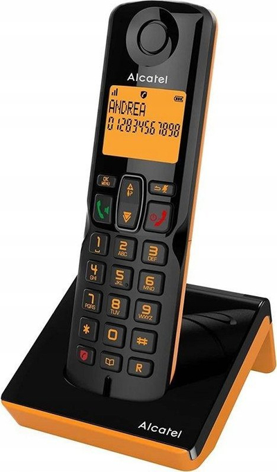 Telefon pa tela Alcatel S280 Solo, DECT, Caller ID, i zi me portokalli