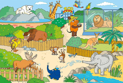 Puzzle për kalamaj Schmidt Die Maus At the Zoo, 60 copë, 36.1x24.3 cm, shumëngjyrësh