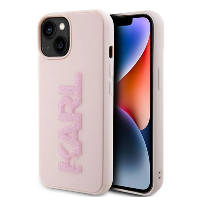 Kapak telefoni Karl Lagerfeld 3D Rubber për iPhone 15, silikon, rozë e çelët