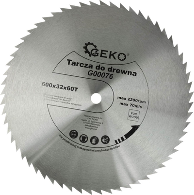 Сечило за дрво Geko G00076, 600mm, 60 заби, дупка 32mm