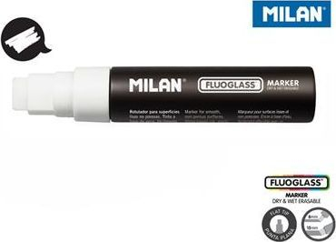 Marker për xham Milan Fluoglass Wide, 15 mm, i bardhë