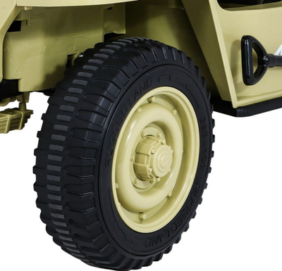 Makina elektrike për kalamaj Baby Active Retro Military Vehicle 4x4, me drita që punojnë, ngjyrë rëre