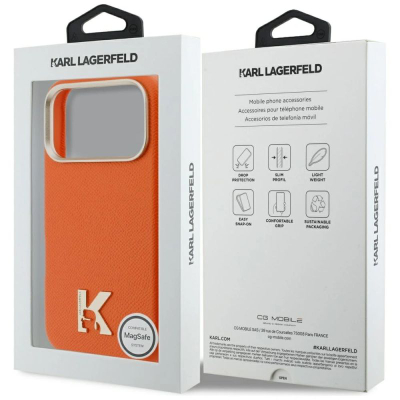 Maskë telefoni Karl Lagerfeld Karl Head, MagSafe, për iPhone 17 Pro, portokalli
