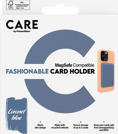 Mbajtëse kartash PanzerGlass CARE, MagSafe për iPhone, koronet blue