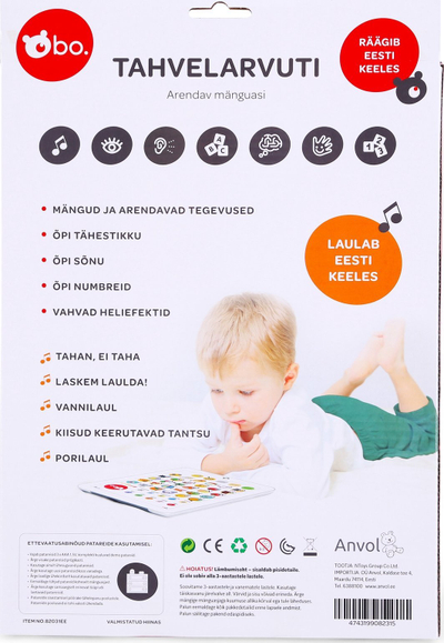 Tablet edukativ Bo Tahvelarvuti, në estonisht, me muzikë edhe lojëra, i bardhë