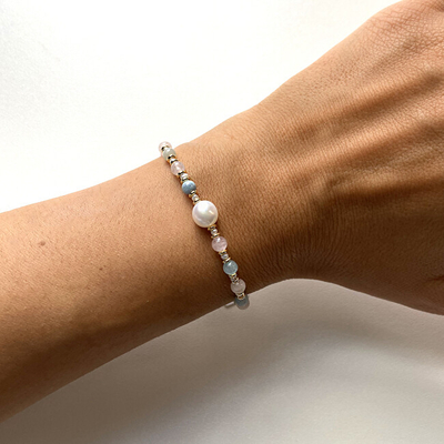 Byzylyk Alisia Fascinating, Pearl dhe Morganite, AL3817, ngjyrë ari
