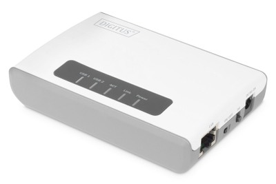 Print server Digitus DN-13024, 2x USB 2.0, 300 Mb/s, i bardhë gri