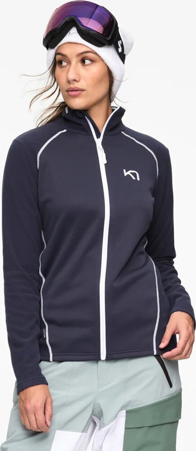 Xhaketë fleece për gra Kari Traa Kari F/Z Fleece W, 100% poliester, me zinxhir komplet, blu e errët