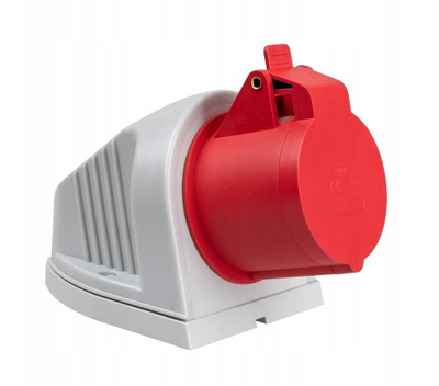 Prizë industriale trefazore 16A IP44, 380–415V, montim fiks, e kuqe