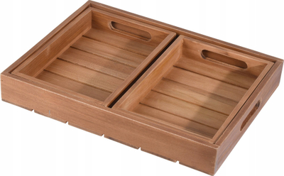 Set tabakash druri Home Styling Collection Serving Tray Teak, 3 copë, 39x29x5 cm, ngjyrë druni natyrale
