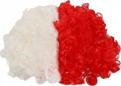 Paruke Arpex Fan Wig Afro për tifozerì, e bardhë me të kuqe