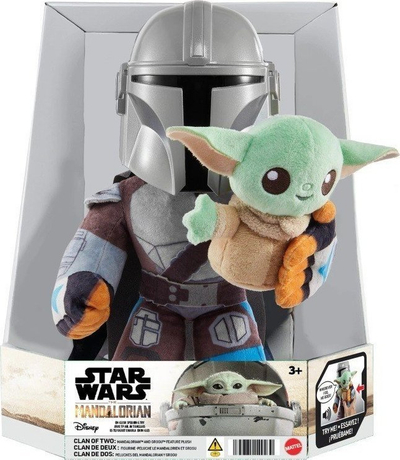 Lodër pelushi Star Wars Mandalorian me Grogu, 28cm, me tinguj, shumëngjyrëshe