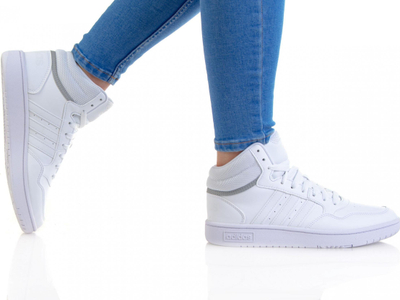 Atlete të larta për kalama Adidas Hoops Mid 3.0 K GW0401, shollë gome, të bardha