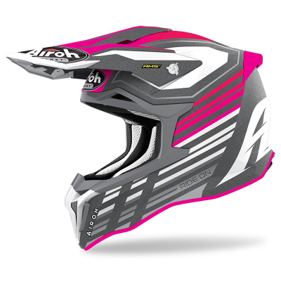 Helmetë motocross Airoh Strycker Shaded Carbon, madhësia XL, rozë