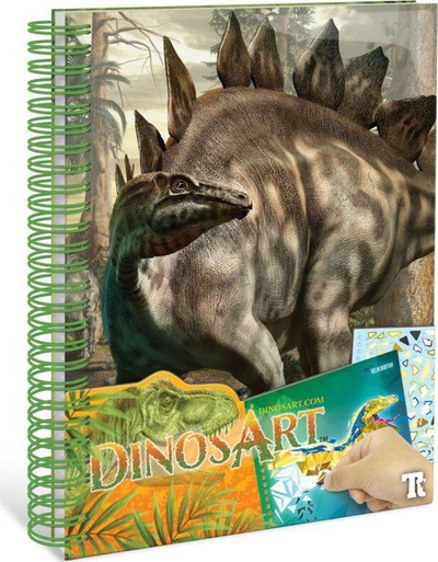 Liber me aktivitete DinosArt Sticker by Number Creative, me dinosaurë, me ngjitëse, shumëngjyrësh