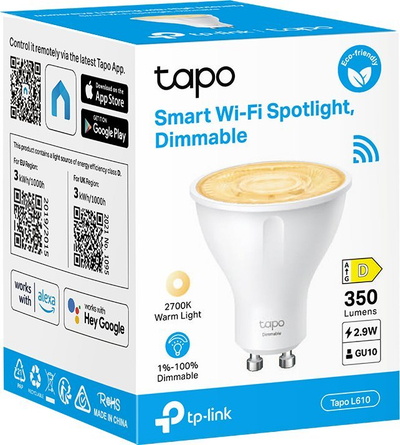 Llampë e zgjuar TP-Link Tapo L610, Wi-Fi, GU10, e bardhë