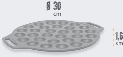Tavë gize Petromax Poffertjes Pan, diametër 30 cm, 30 gropa, e zezë