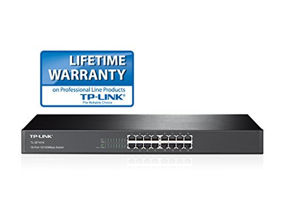 Switch rrjeti TP-Link TL-SF1016 me 16 porta 10/100Mbps, për rack, ngjyrë gri