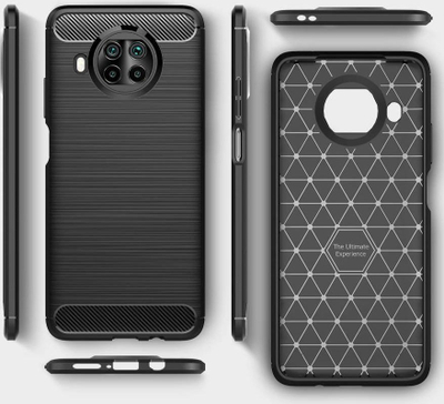 Mbulesë telefoni Beline Carbon për Xiaomi Mi 10T Lite 5G, gomë e butë fleksibël, motiv karboni, e zezë