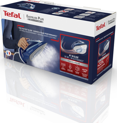 Hekur me avull Tefal Easygliss 2 FV5735E0, avull automatik, shollë Durilium Airglide, blu