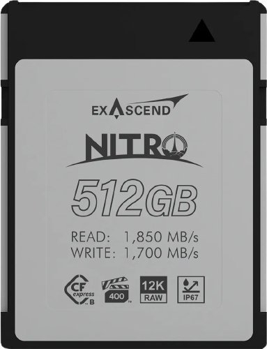 Kartë memorie Exascend Nitro CFexpress Type B, 512GB, 1850MB/s, gri