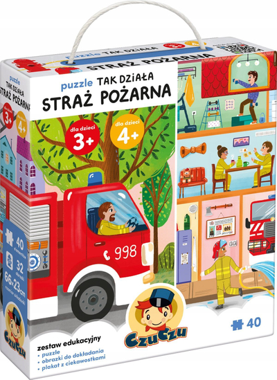 Puzzle edukativ Czuczu How the Fire Department Works, 40 copa, 3+, shumëngjyrësh