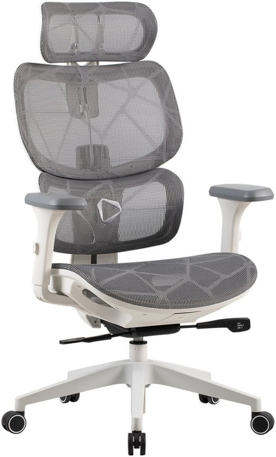Karrige zyre Onex ONEX Ventra Premium, rrjetë ergonomike, mbështetëse krahësh të rregullueshme, e bardhë gri