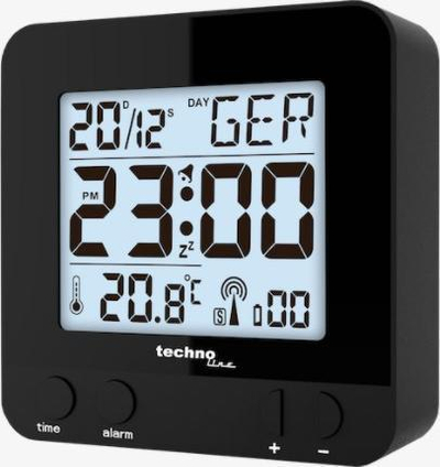 Orë alarmi Techno Line WT235 RC, radio e kontrolluar, ekran me ndriçim, e zezë