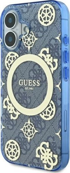 Kapak telefoni Guess GUHMP16SH4PYEEB për iPhone 16 6.1", hardcase, blu