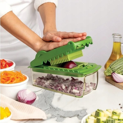 Ренде за зеленчук Ototo Croc Chop, 4 сечила, проzirно зелено