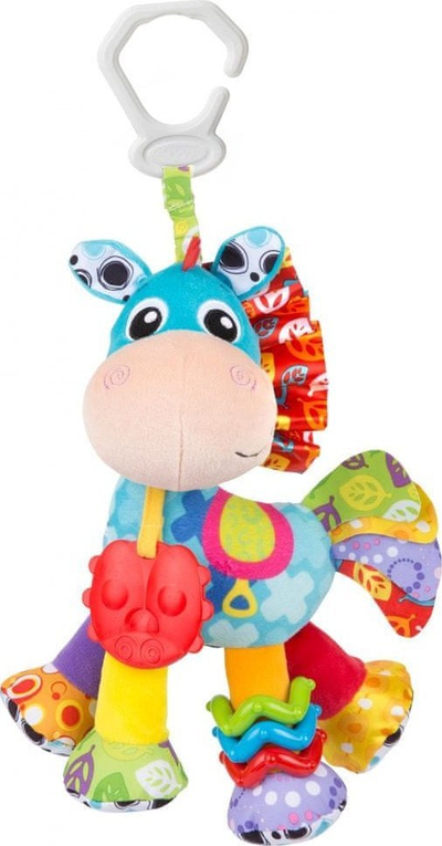 Lodër për udhëtim për bebe Playgro Clip Clop, shqisore, me kapëse, me shumë ngjyra
